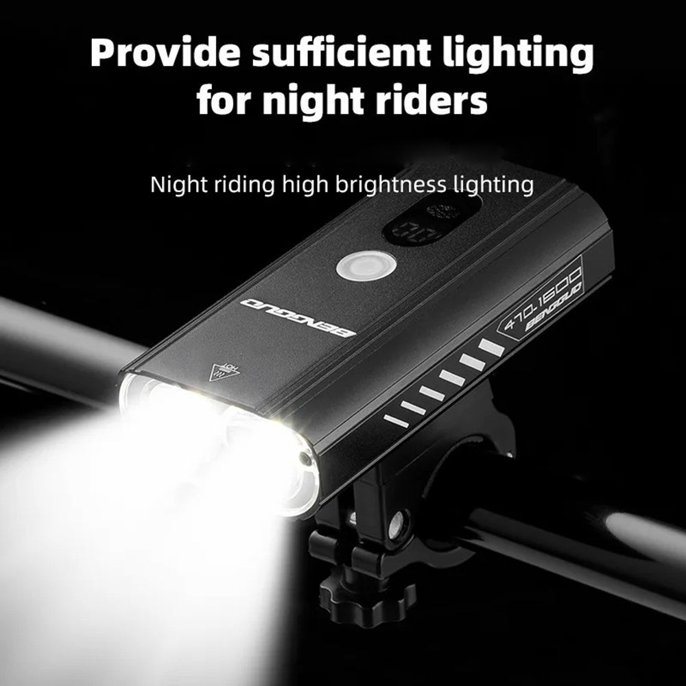 BENGGUO BG-1912 1600LM Bright Aluminum Alloy Bicycle Headlight Power Digital Display Cycling Front Light BENGGUO BG-1912 1600LM Bright Aluminum Alloy Bicycle Headlight Power Digital Display Cycling Front Light